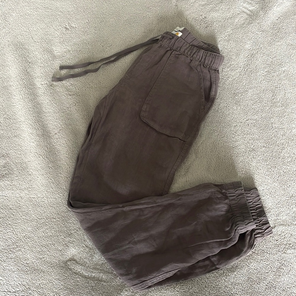 Greyish brown linen pants